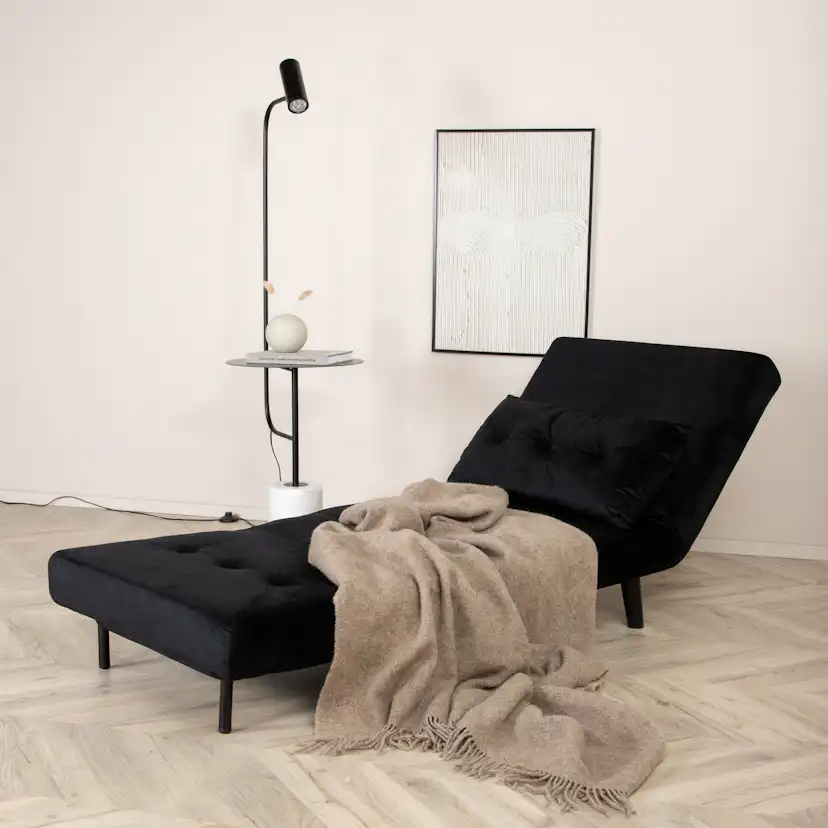 Vicky Folding Bed Single - Black / Black Velvet Svart