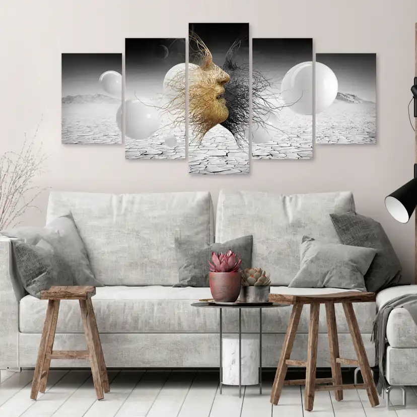 Tavla Arkiio Woven Faces Wide Golden 5 delar