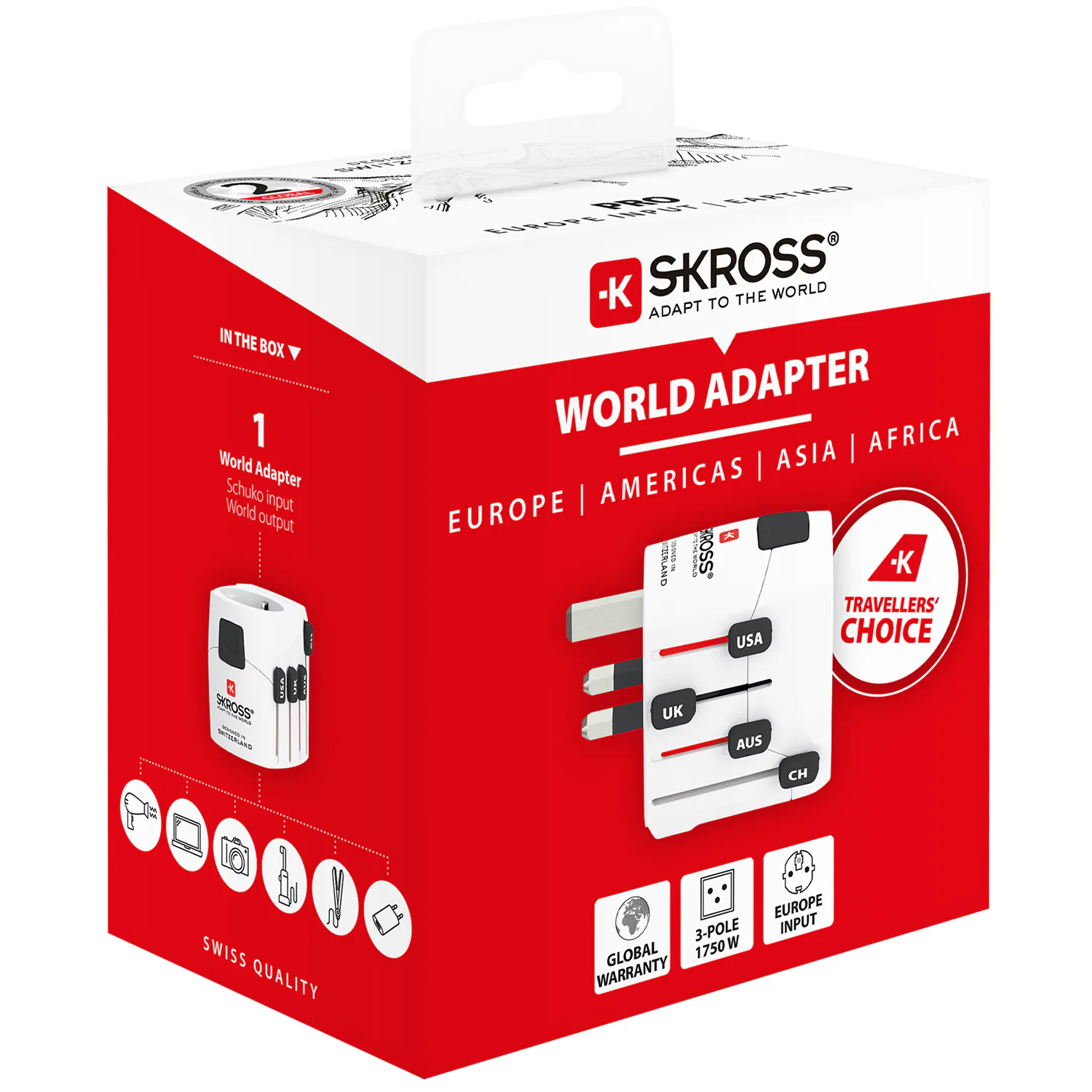 Reseadapter Skross PRO Jordad - Universell Anslutning för Resenärer