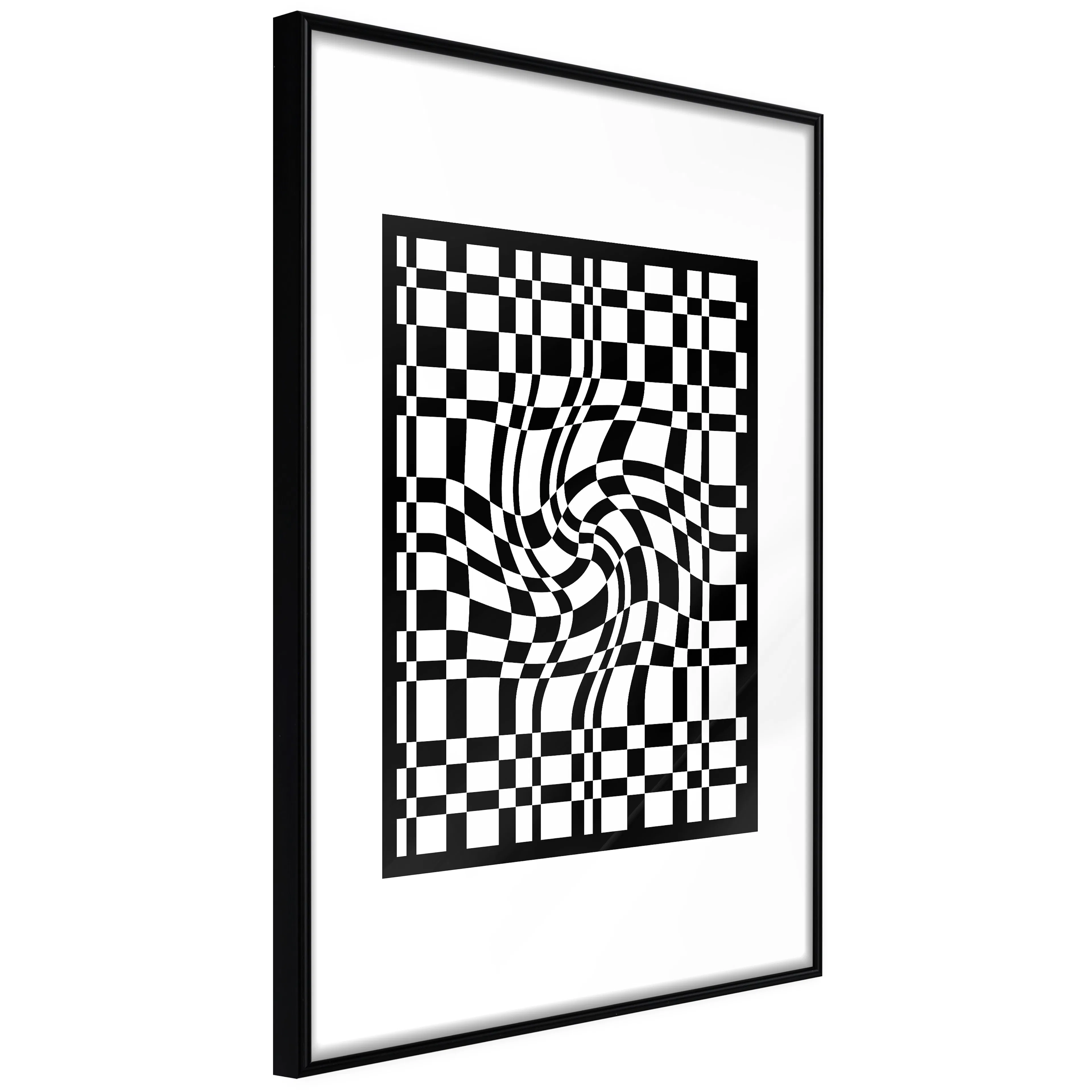 Affisch - Distorted Chessboard [Poster] 40x60 Svart ram, 40x60 cm