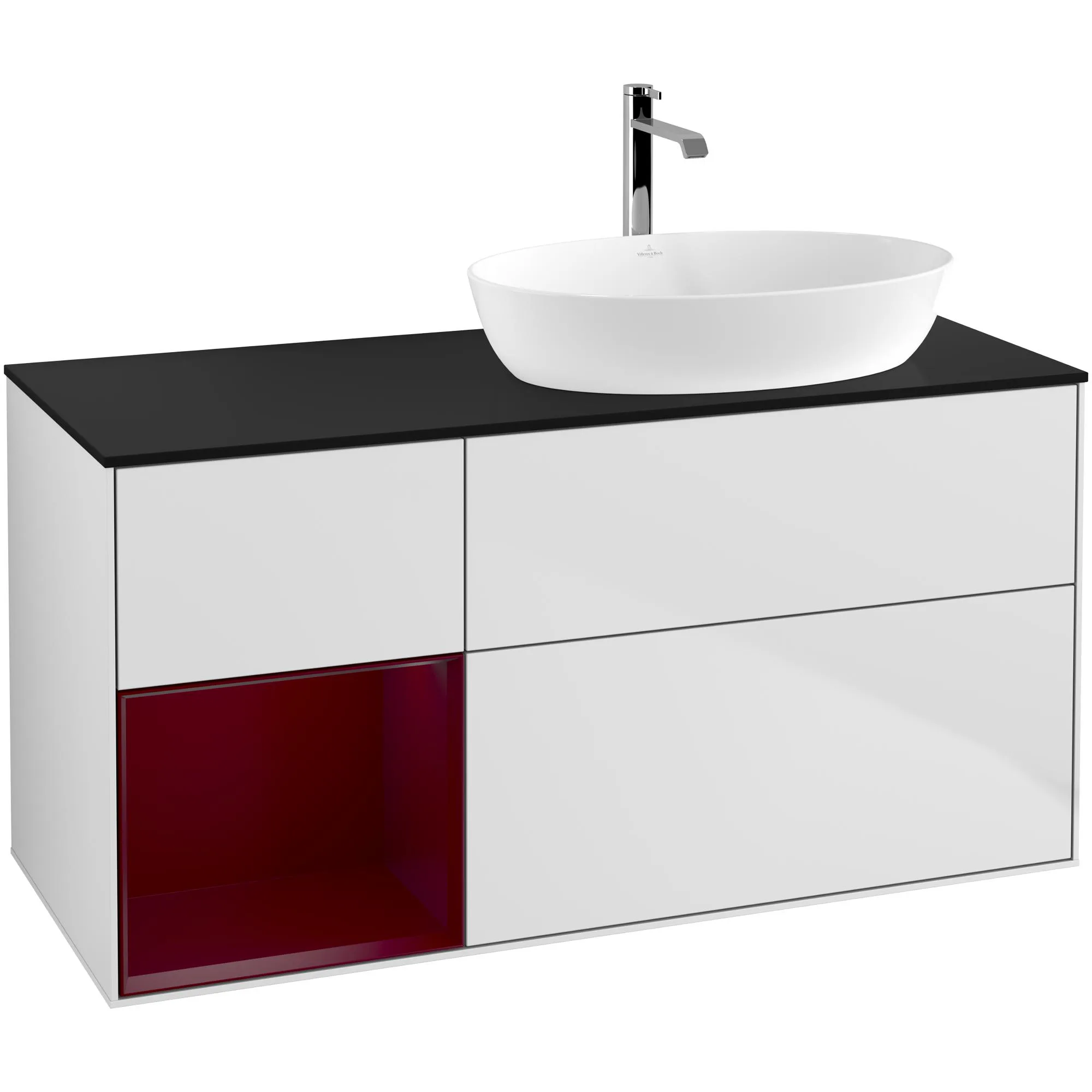 Tvättställsskåp Villeroy & Boch Finion med 3 Lådor Hylla och Bänkskiva för Ocentrerat Tvättställ från Artis & Collaro