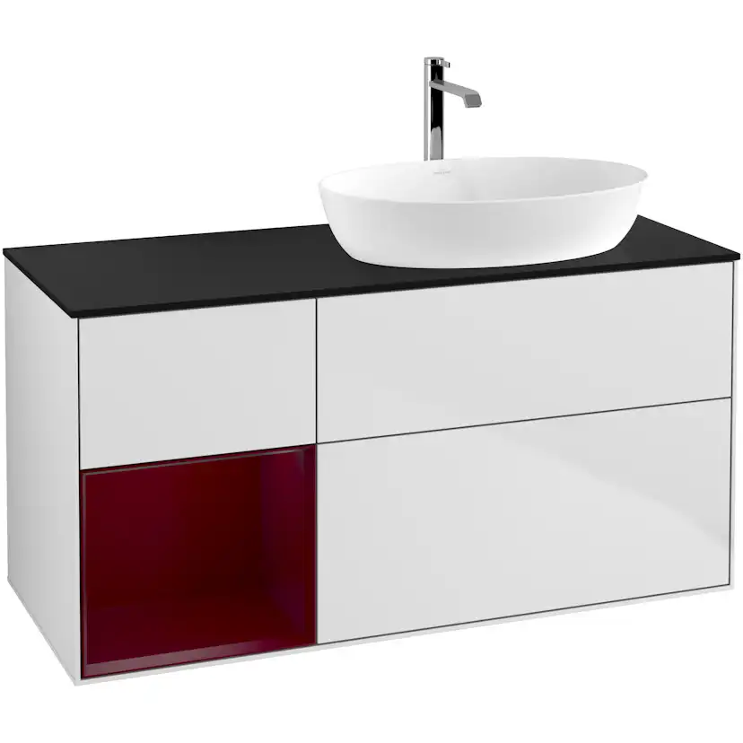 Tvättställsskåp Villeroy & Boch Finion med 3 Lådor Hylla och Bänkskiva för Ocentrerat Tvättställ från Artis & Collaro