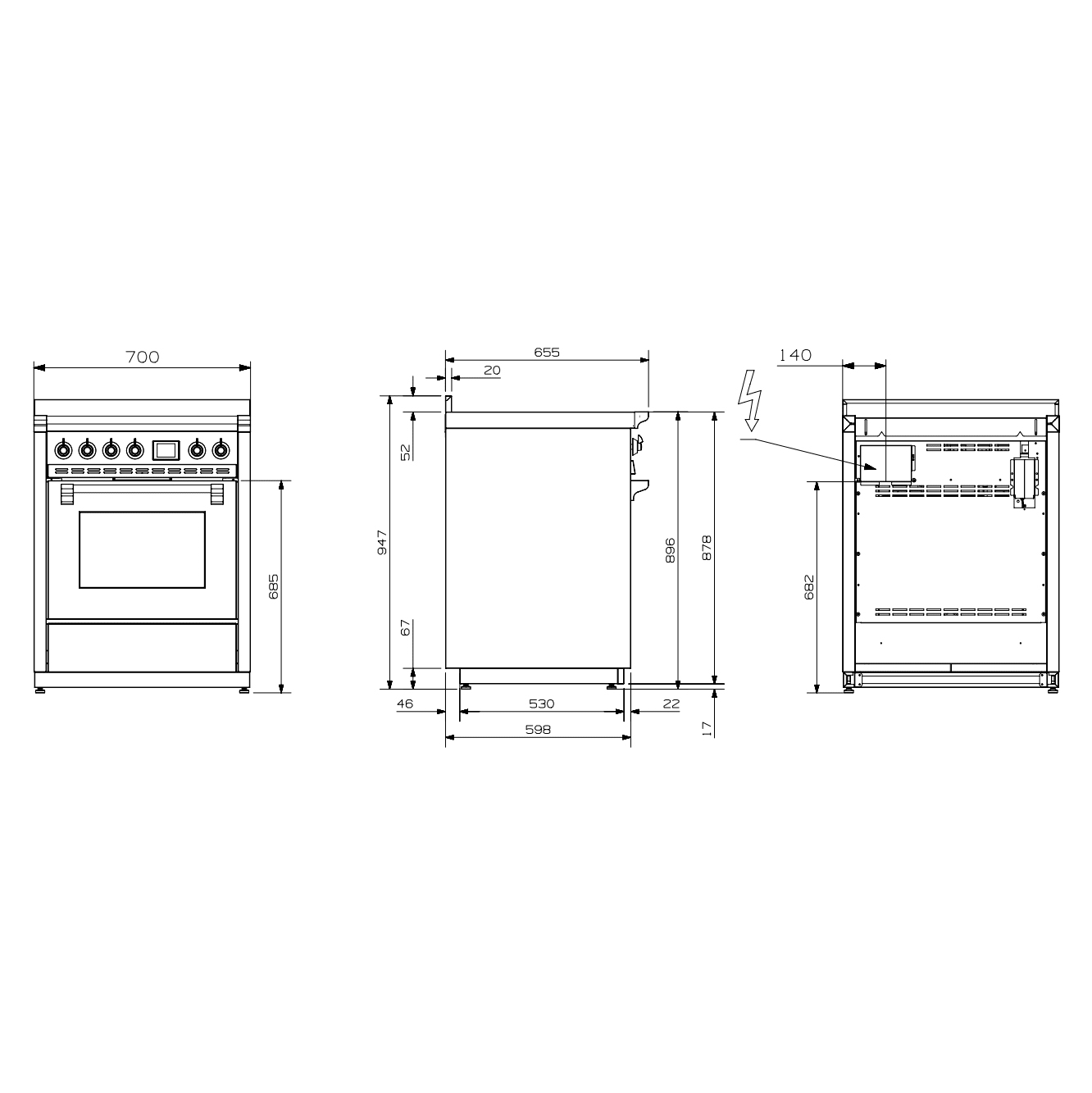 Induktionsspis Steel Ascot Combi-Steam 70cm