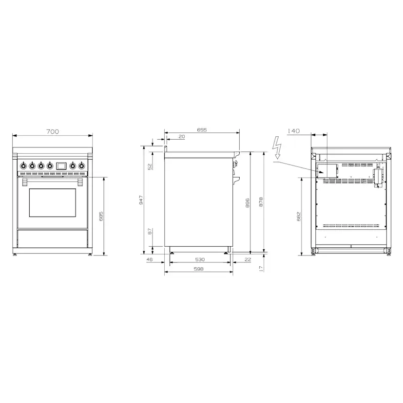 Induktionsspis Steel Ascot Combi-Steam 70cm