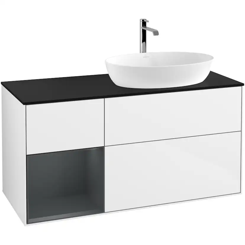 Tvättställsskåp Villeroy & Boch Finion med 3 Lådor Hylla och Bänkskiva för Ocentrerat Tvättställ från Artis & Collaro