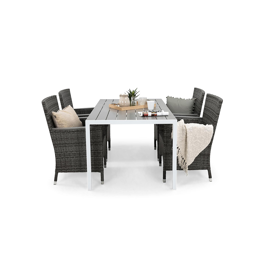 Matgrupp deNoord Tunis 150x90 cm med 4 Thor Fåtöljer Lyx med Armstöd