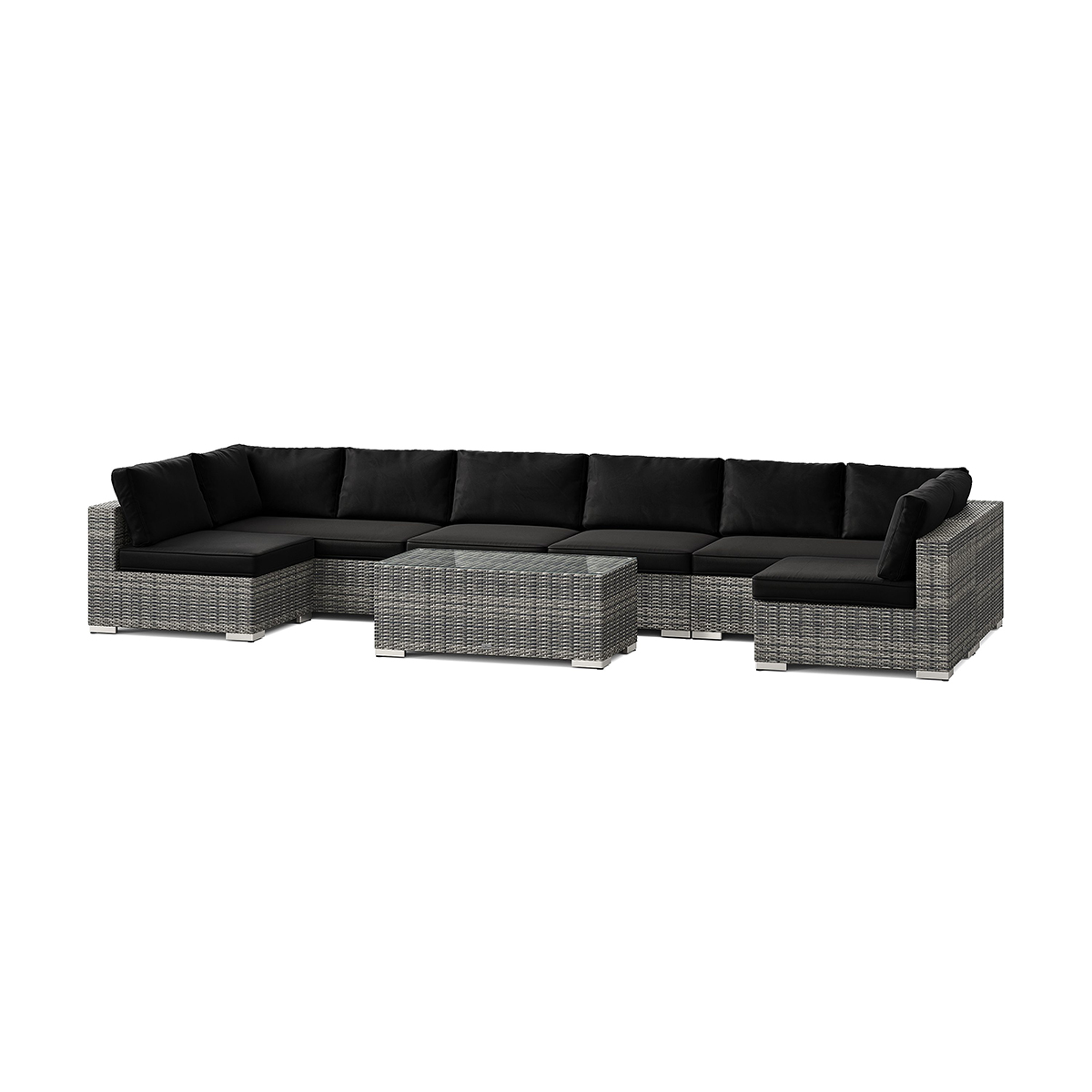 Loungegrupp Comfort Garden Bahamas U-formad utomhus loungegrupp med öppet avslut, 8-sits med bord
