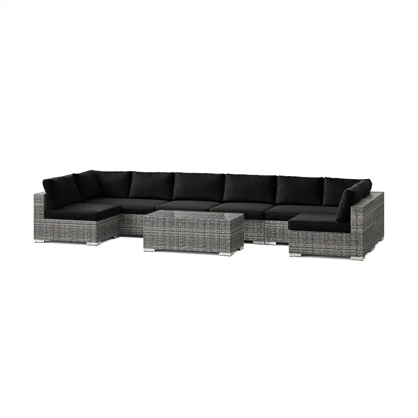 Loungegrupp Comfort Garden Bahamas U-formad utomhus loungegrupp med öppet avslut, 8-sits med bord