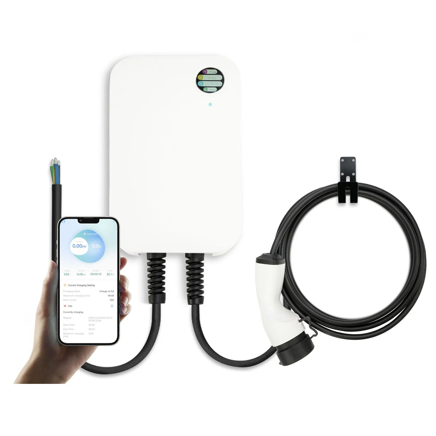 Fast Laddstation Motorwerk med Laddkabel Premium EV Type2 11kW (6m kabel)