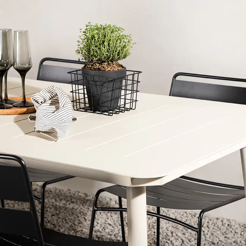 Lina Dining Table - Beige - 200*90 _1+ Lina Dining Chair - B Beige/Svart