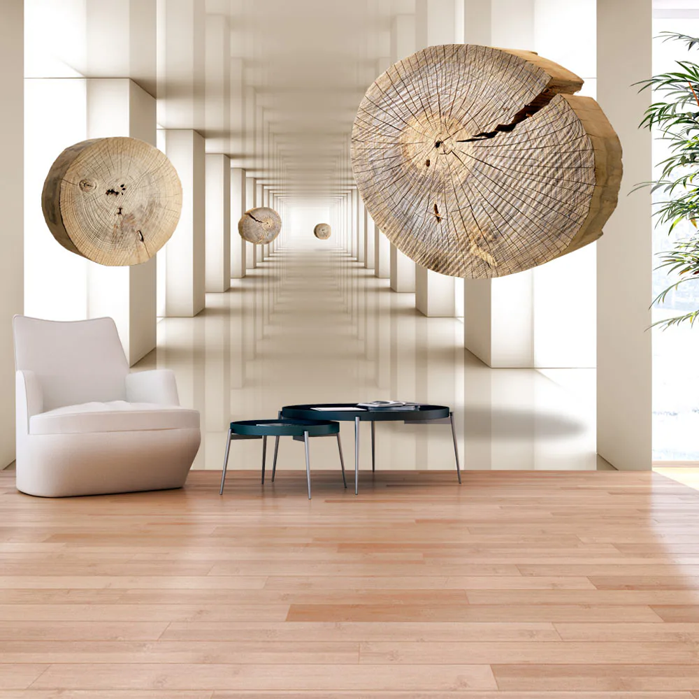 Fototapet Arkiio Självhäftande Flying Discs Of Wood