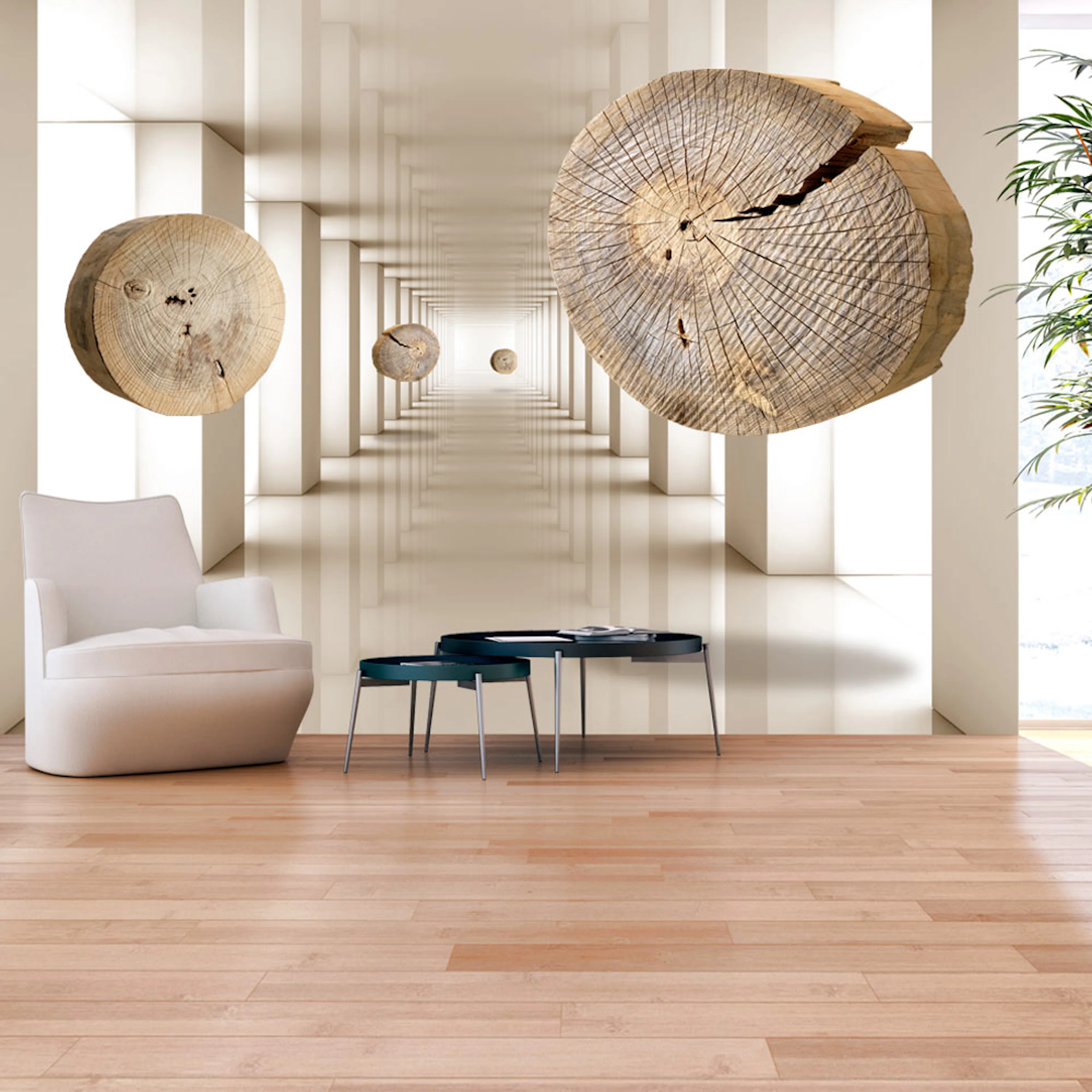 Fototapet Arkiio Självhäftande Flying Discs Of Wood