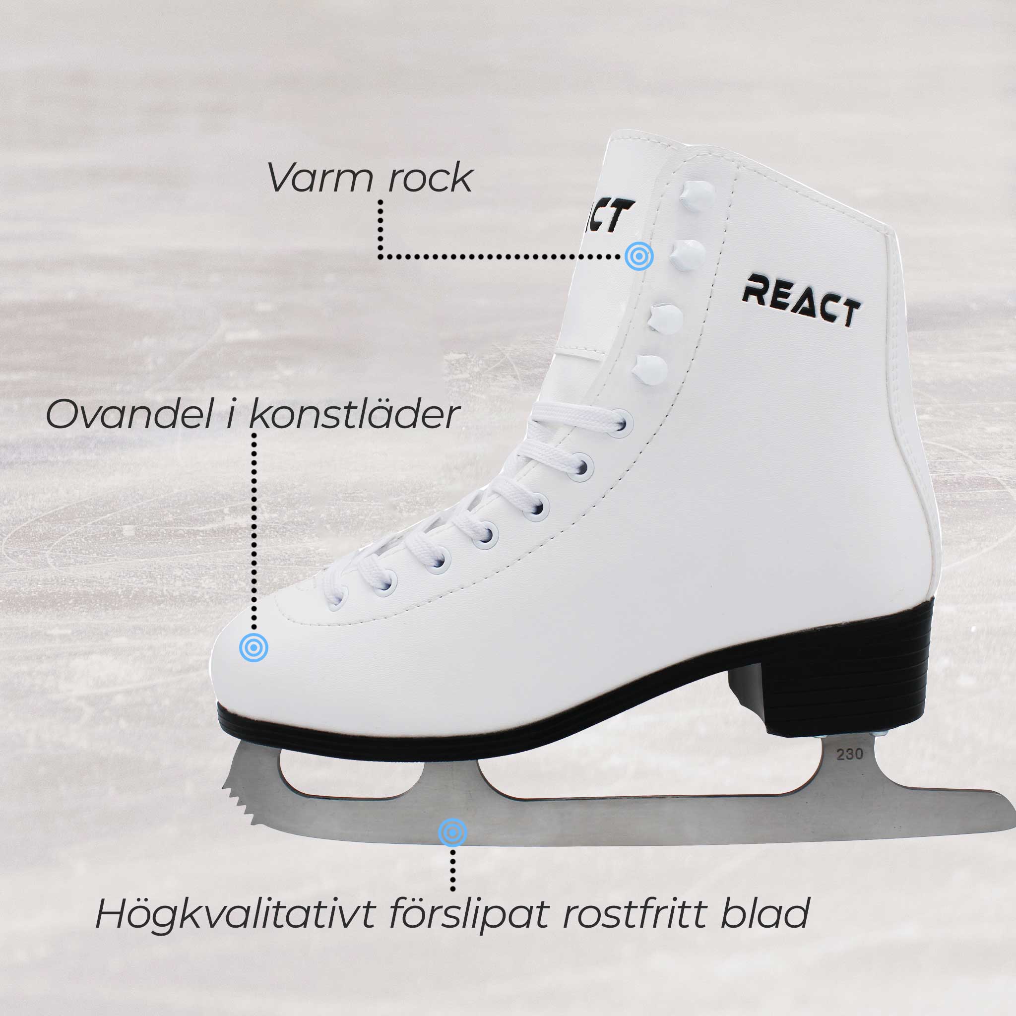 React Konståkningsskridskor 40, Vit Storlek: 40