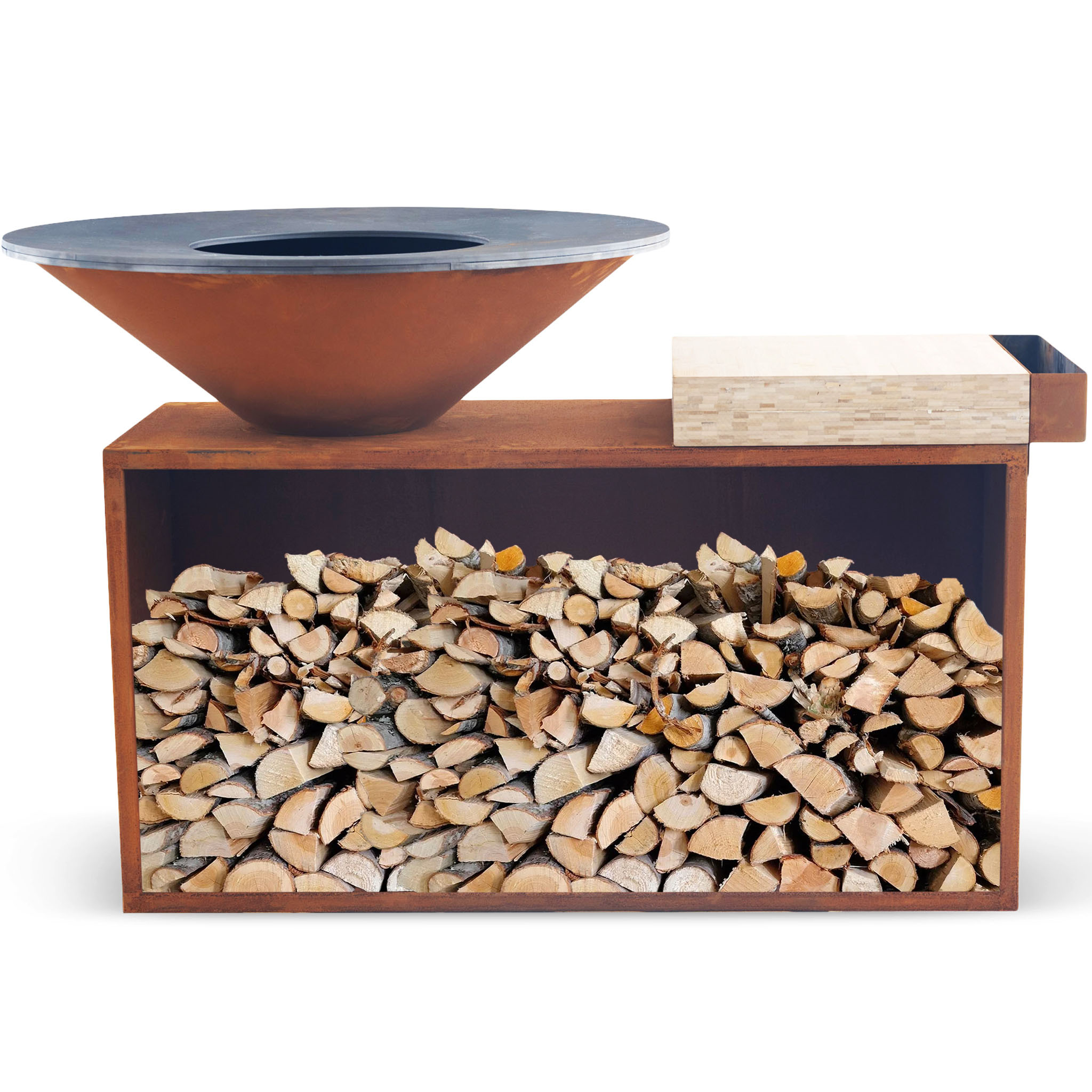 Eldstad Lyfco Cortenstål Vedeldad Skärbräda Vemdalen