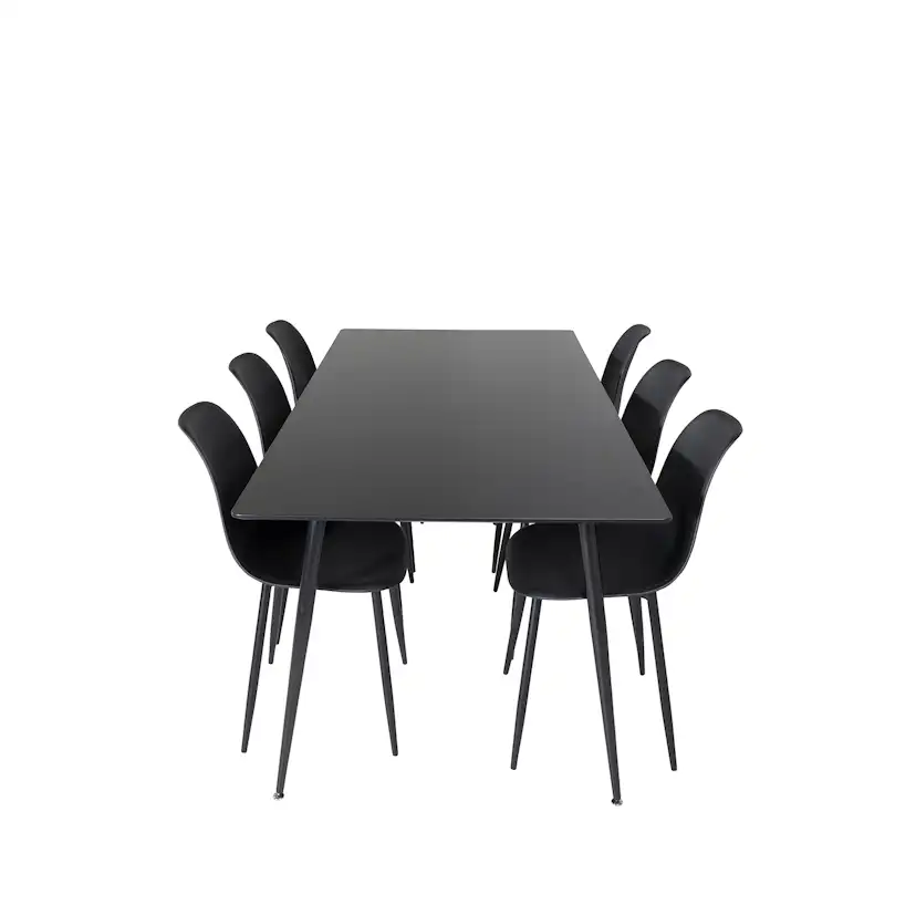 Silar Table - 180 cm-Black Melamine+Polar Chair-Black _6 Svart