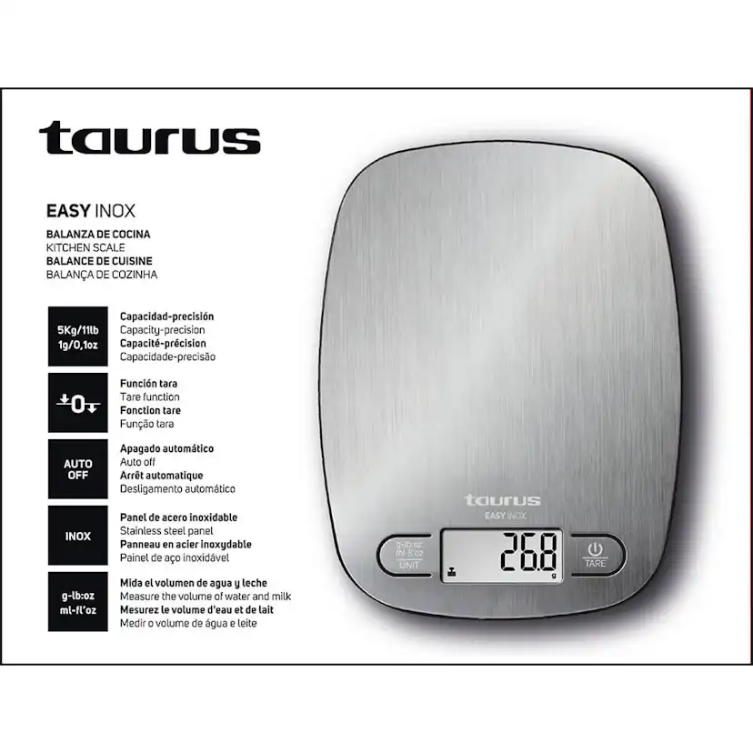 Köksvåg Taurus Easy Inox Precisionsvåg med Tara-funktion