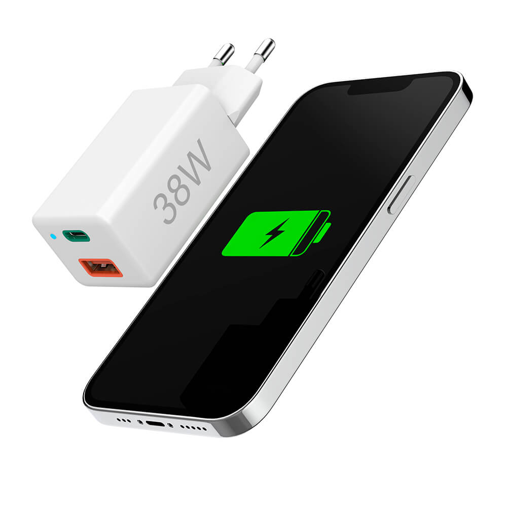 Miniladdare HAMA USB-C + USB-A Qualcomm 3.0 38W Vit