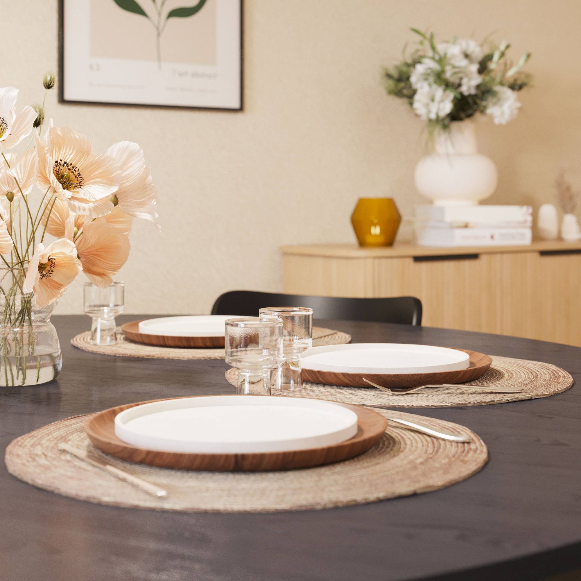 Matgrupp Bark Kopparbo Runt Matbord 180 cm med 6Jerup Matstol Bark Svart