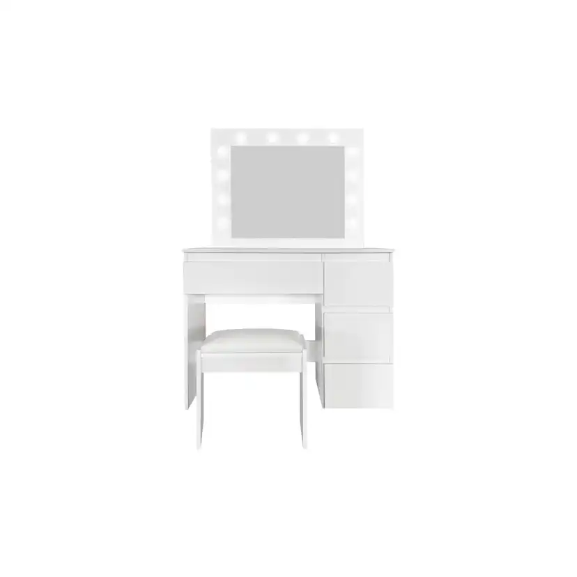 Sminkbord Scandinavian Choice Glow Komplett set med Spegel och Pall, LED-Belysning 94 cm
