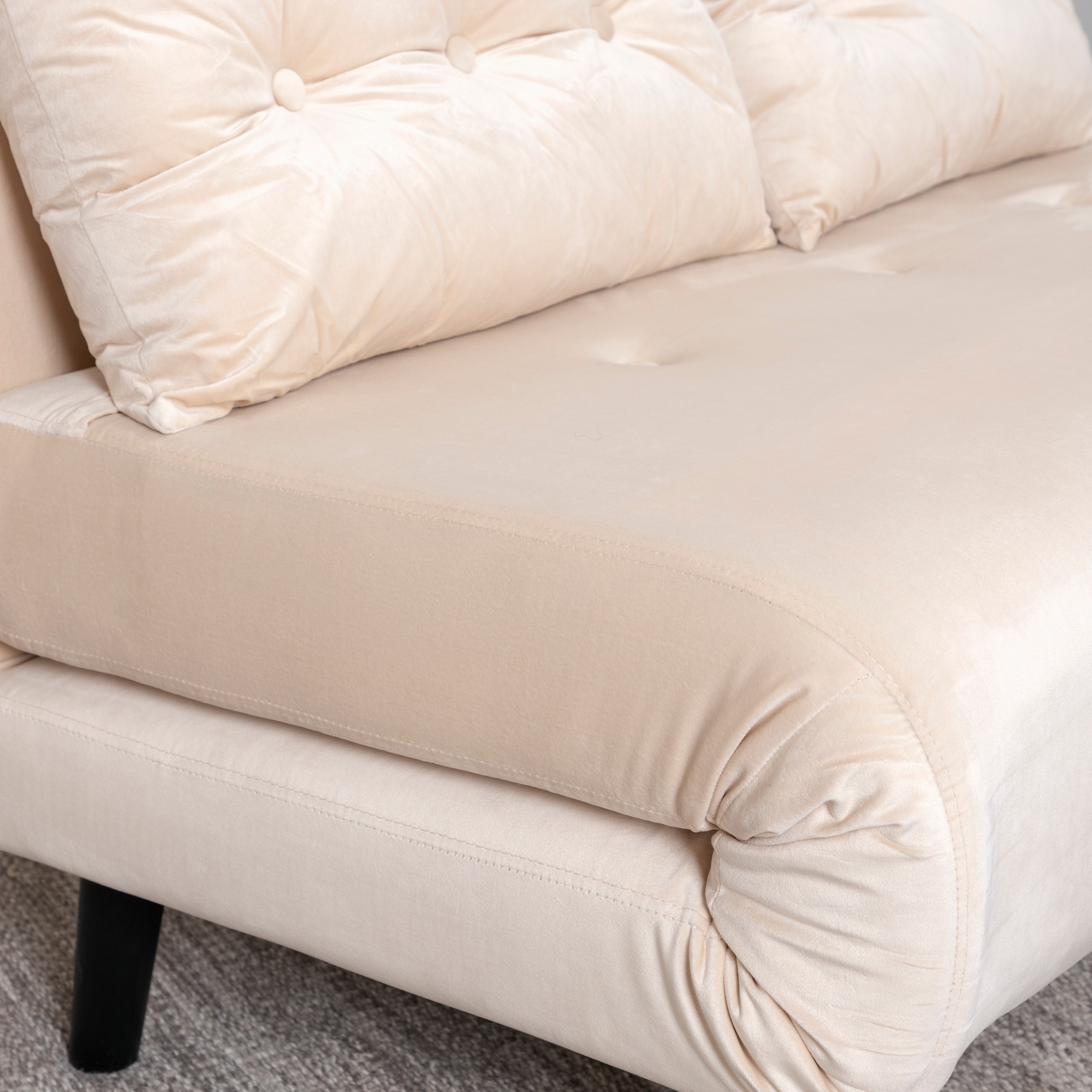 Vicky Folding Bed Double - Black / Beige Velvet Beige