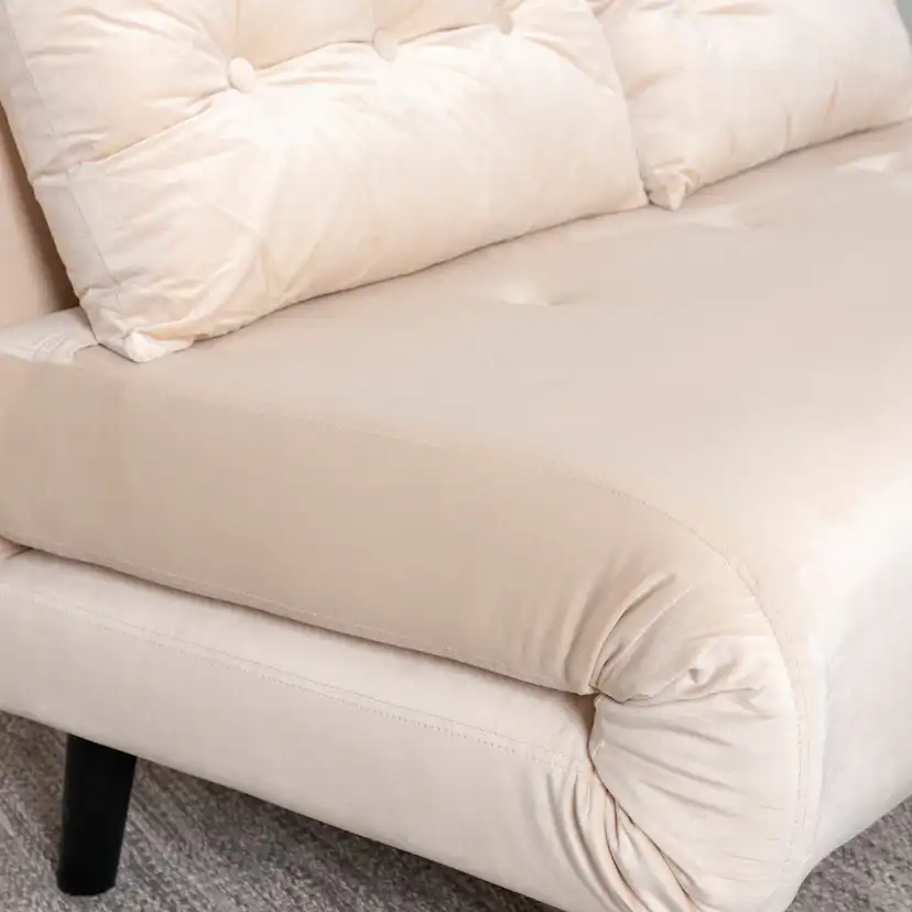 Vicky Folding Bed Double - Black / Beige Velvet Beige