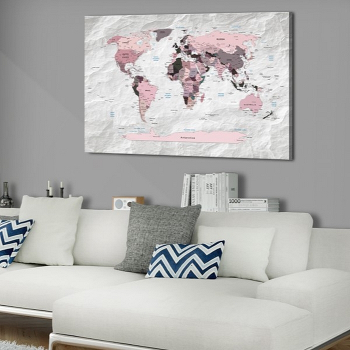 Tavla Arkiio World Map Pink Continents