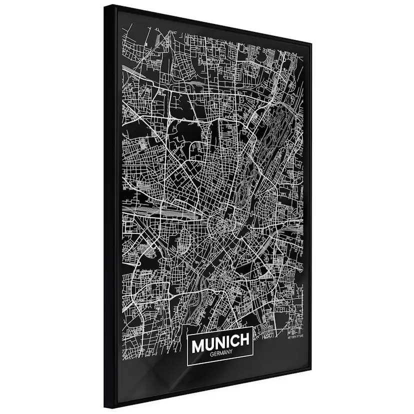 Poster Artgeist Affisch Dark Map of Munich