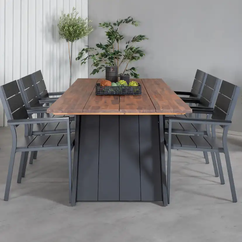 Matgrupp Venture Home Doni med 6 Lede Stapelbara Matstolar