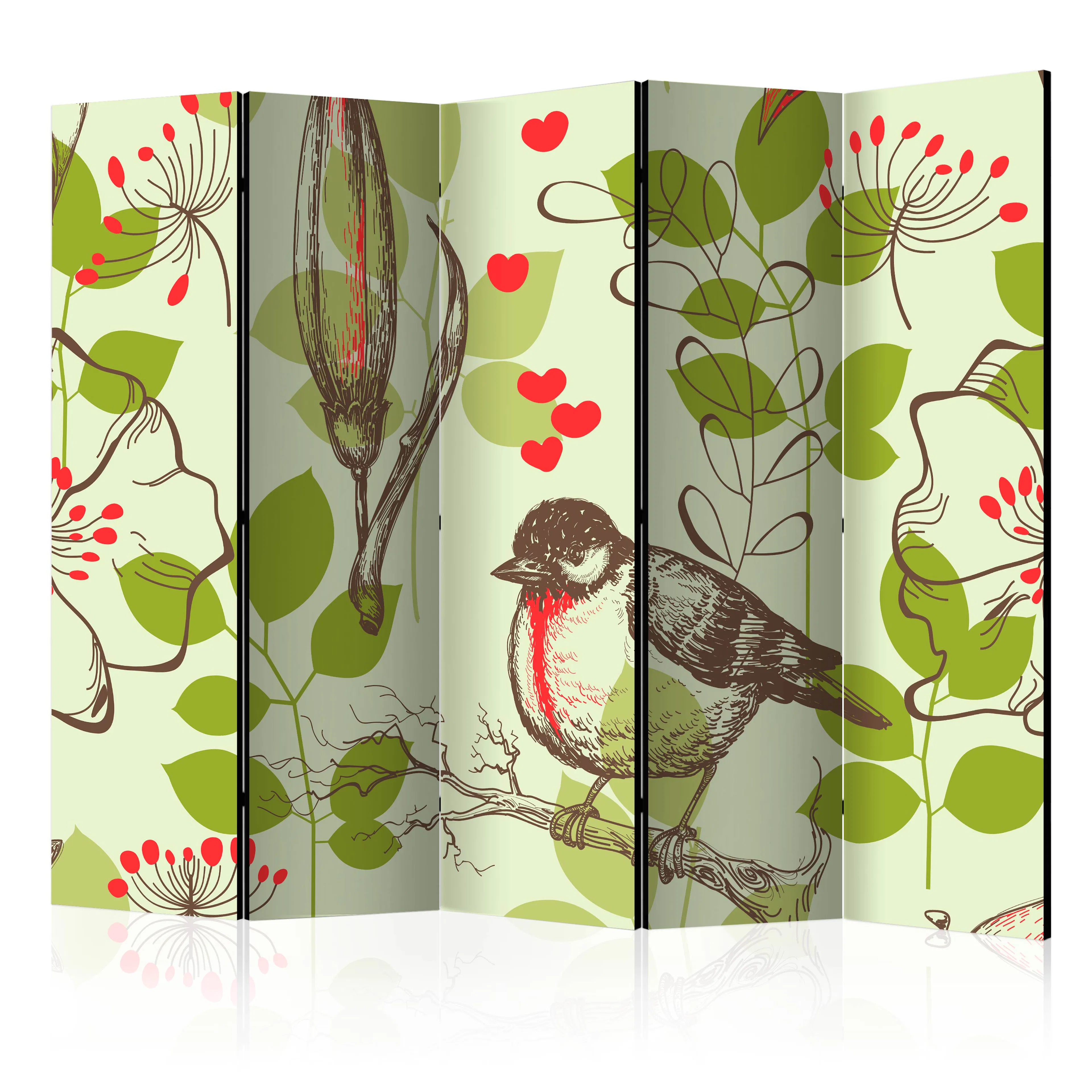 Rumsavdelare Skärmvägg Arkiio Bird and Lilies Vintage Pattern II 225x172 cm