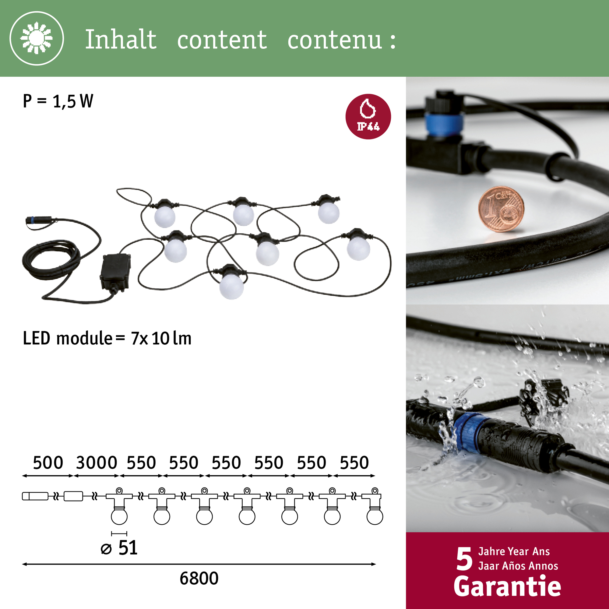 Ljusslinga LED Paulmann Fairy Lights Plug & Shine IP44 24V 6,5m