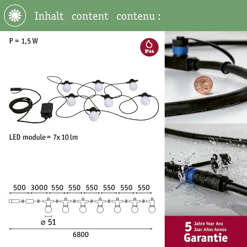 Ljusslinga LED Paulmann Fairy Lights Plug & Shine IP44 24V 6,5m