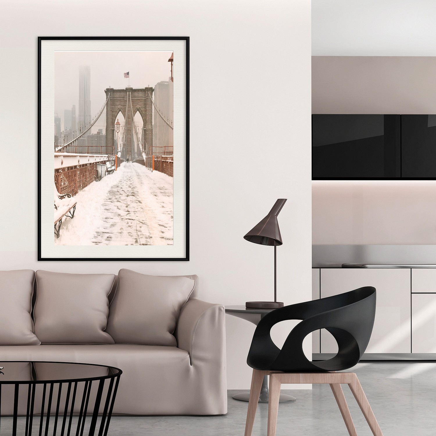 Poster Artgeist Affisch Brooklyn Bridge in Sepia