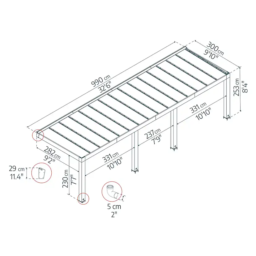 Altantak Canopia by Palram Helsinki Cederträ 3X10 m