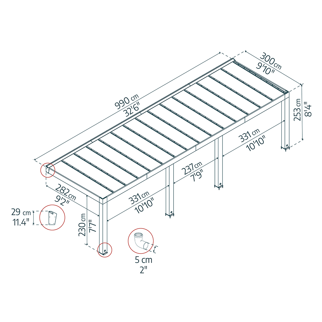 Altantak Canopia by Palram Helsinki Cederträ 3X10 m