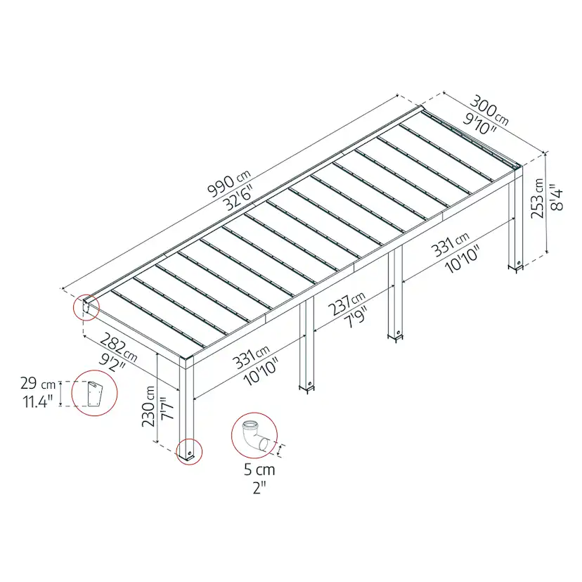 Altantak Canopia by Palram Helsinki Cederträ 3X10 m