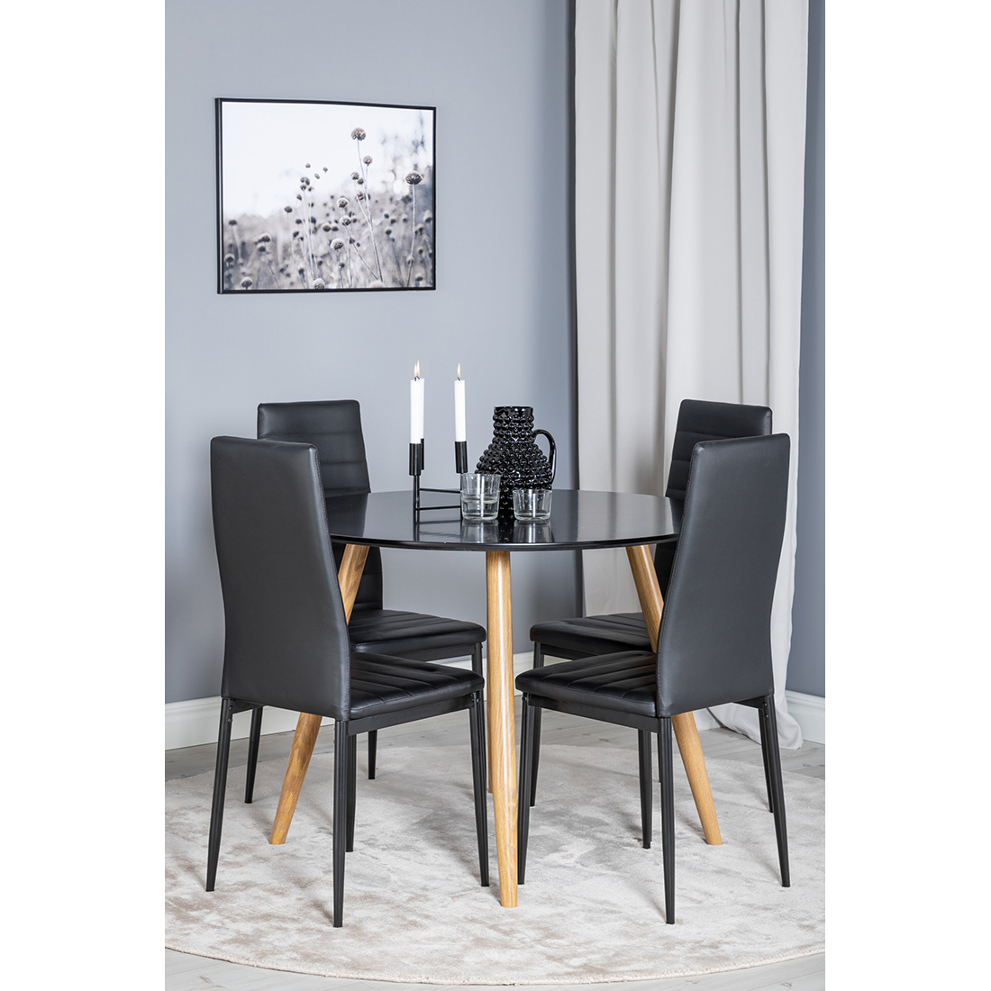 Matgrupp Venture Home Plaza Ø100 cm med 4st Slim Matstolar