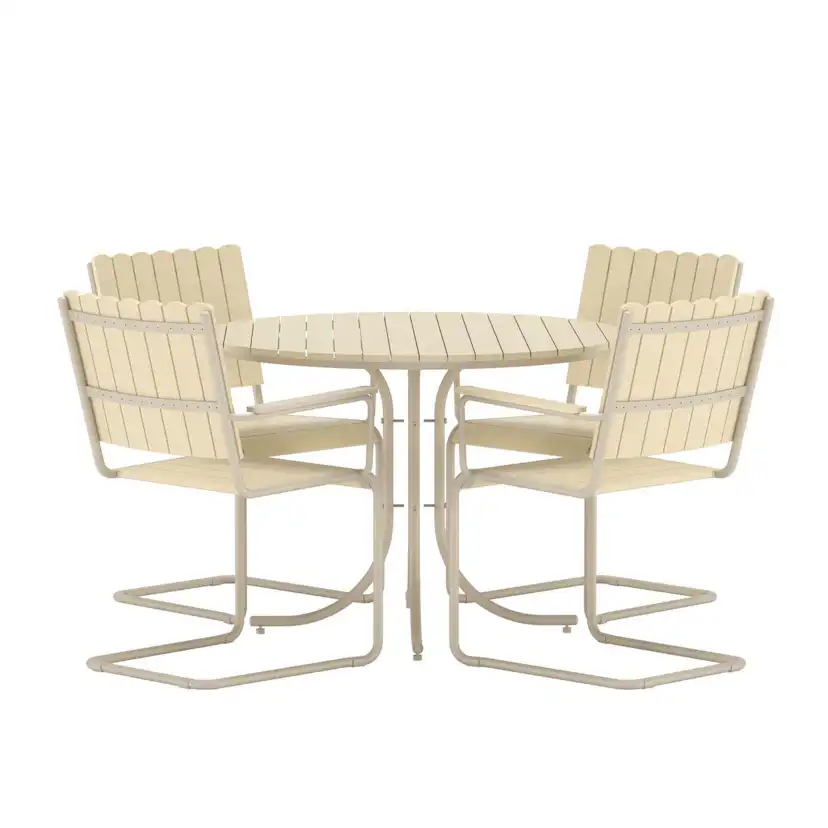 Holmsund Dining Set - Beige / Beige Polywood Beige