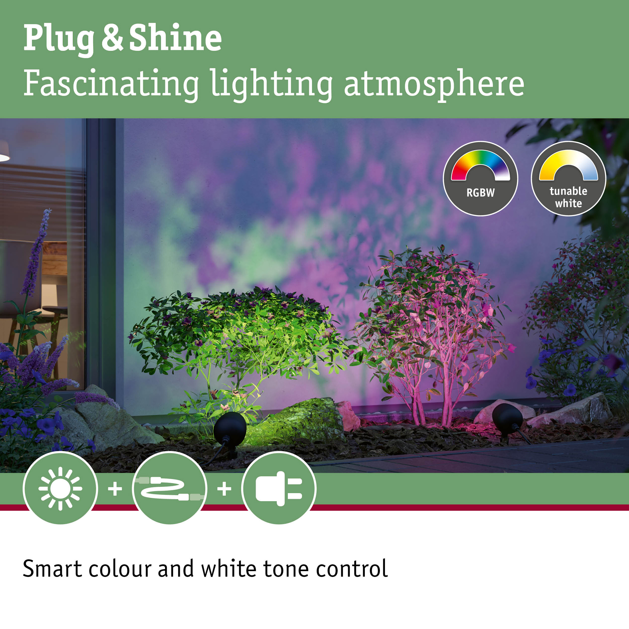 Spotlight Paulmann Kikolo Plug & Shine LED Smart Home Zigbee 3.0 IP65 24V Ljus: RGBW+