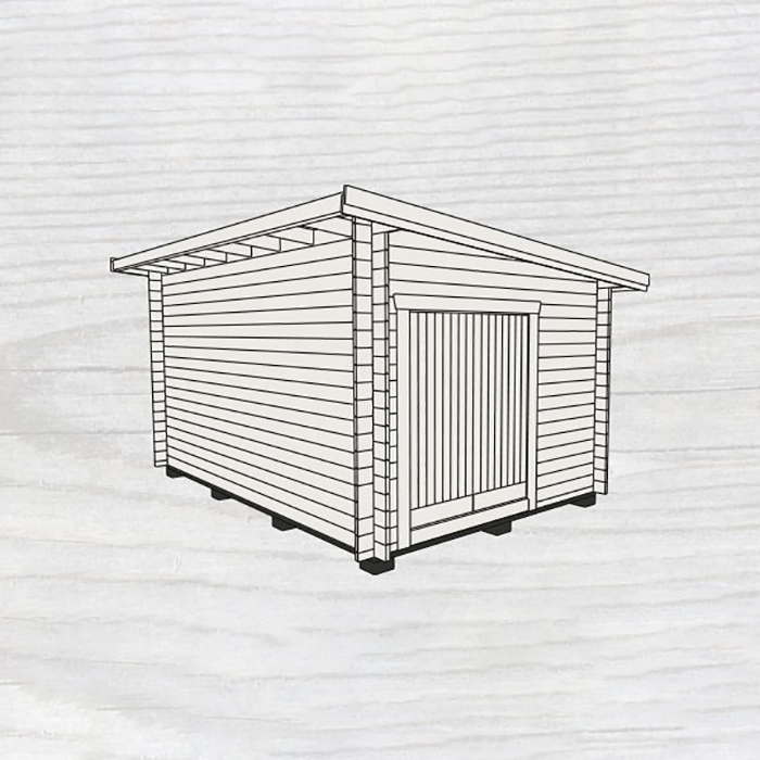 Friggebod Baseco Råvo Funkisbod 15 m² Timrad med Dubbeldörr