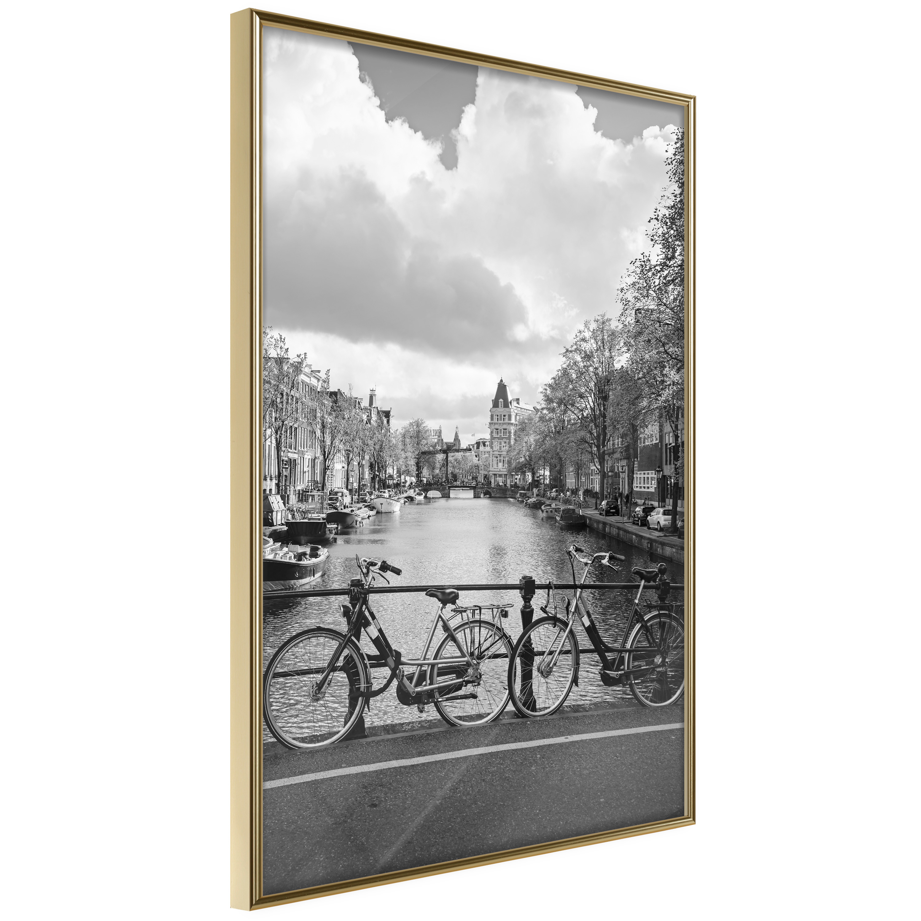 Affisch - Bikes On Bridge [Poster] 30x45 Guld ram, 30x45 cm