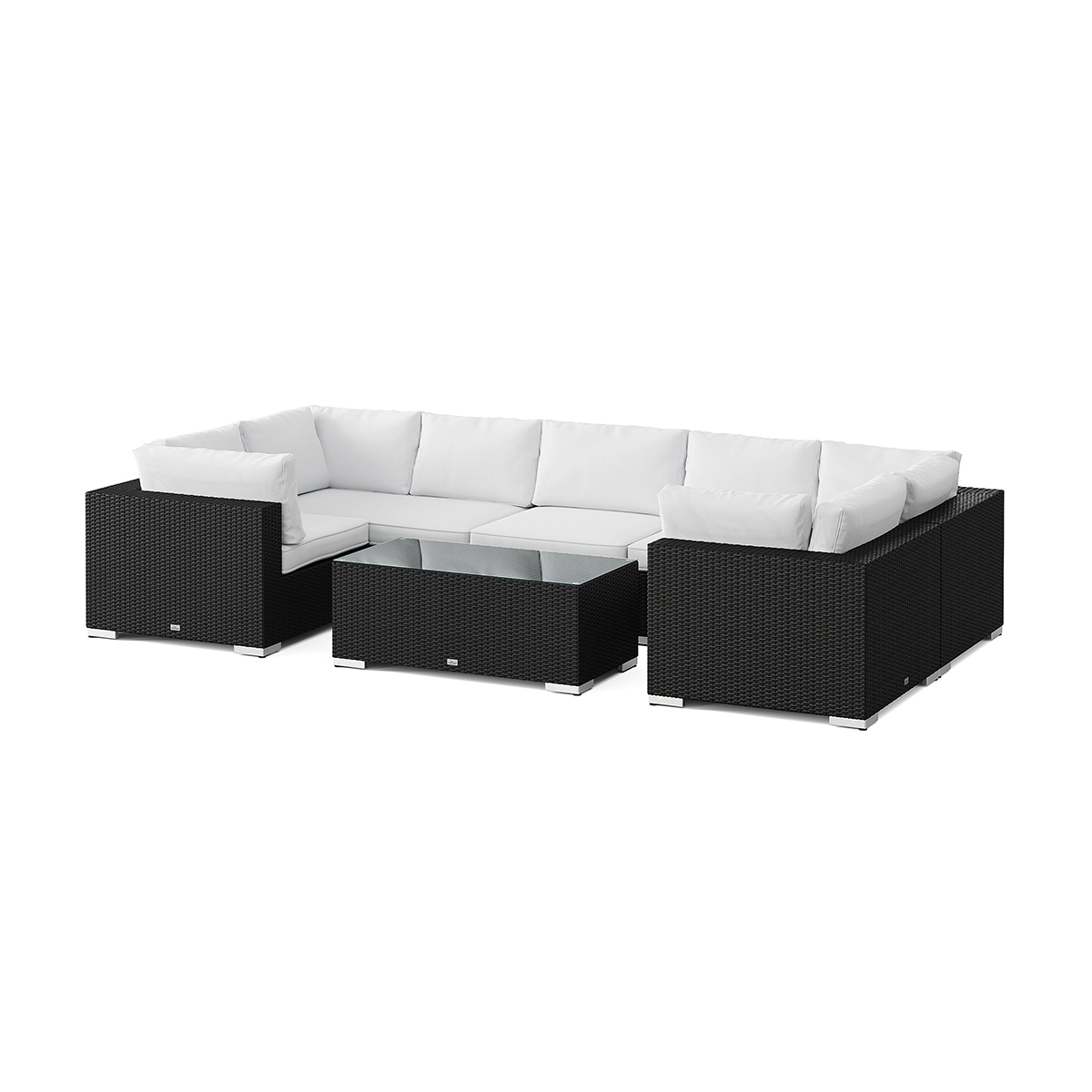 Loungegrupp Comfort Garden Bahamas U-formad utomhus loungegrupp med stängt avslut, 7-sits med bord