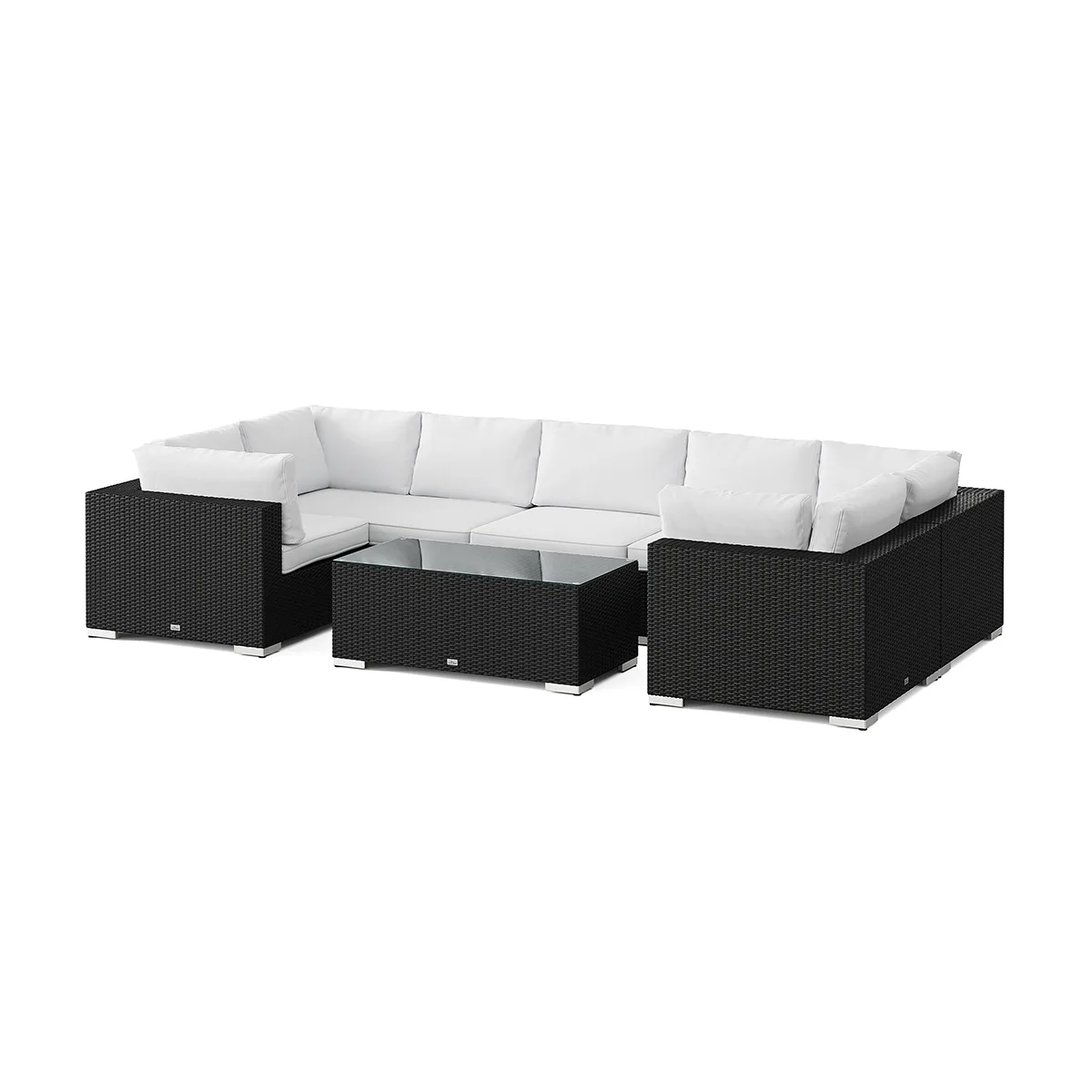 Loungegrupp Comfort Garden Bahamas U-formad utomhus loungegrupp med stängt avslut, 7-sits med bord
