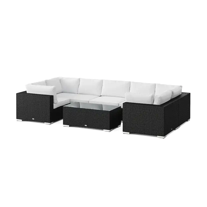 Loungegrupp Comfort Garden Bahamas U-formad utomhus loungegrupp med stängt avslut, 7-sits med bord