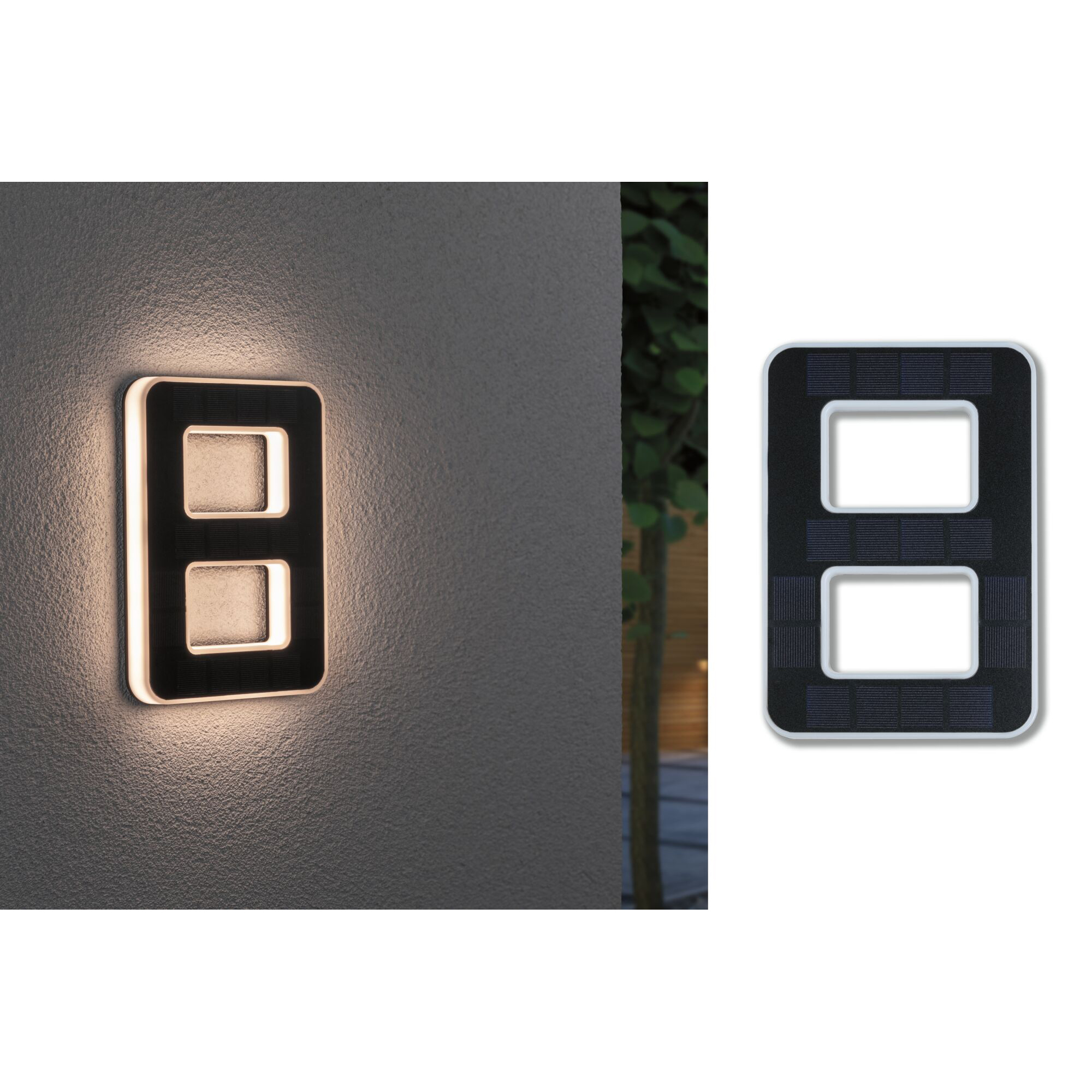 Fasadbelysning Solcell LED Paulmann Husnummer 0-9 med belysning inkl. utbytbart batteri IP44