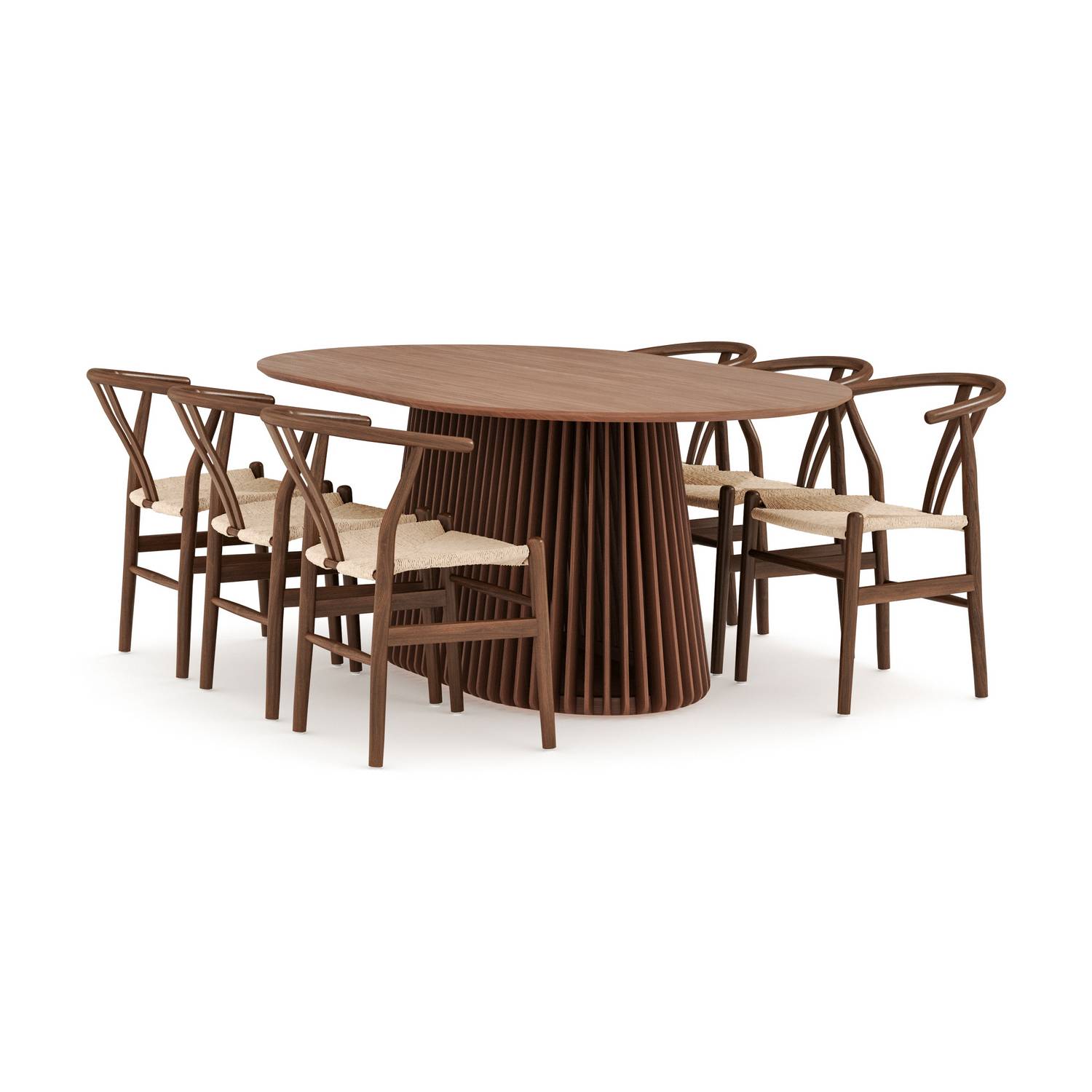 Matgrupp Bark Peyra Ovalt Matbord 200 cm med 6 Dastoori Matstol