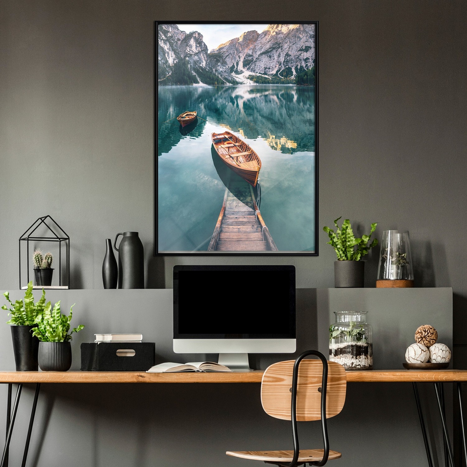 Poster Artgeist Affisch Boats In Dolomites