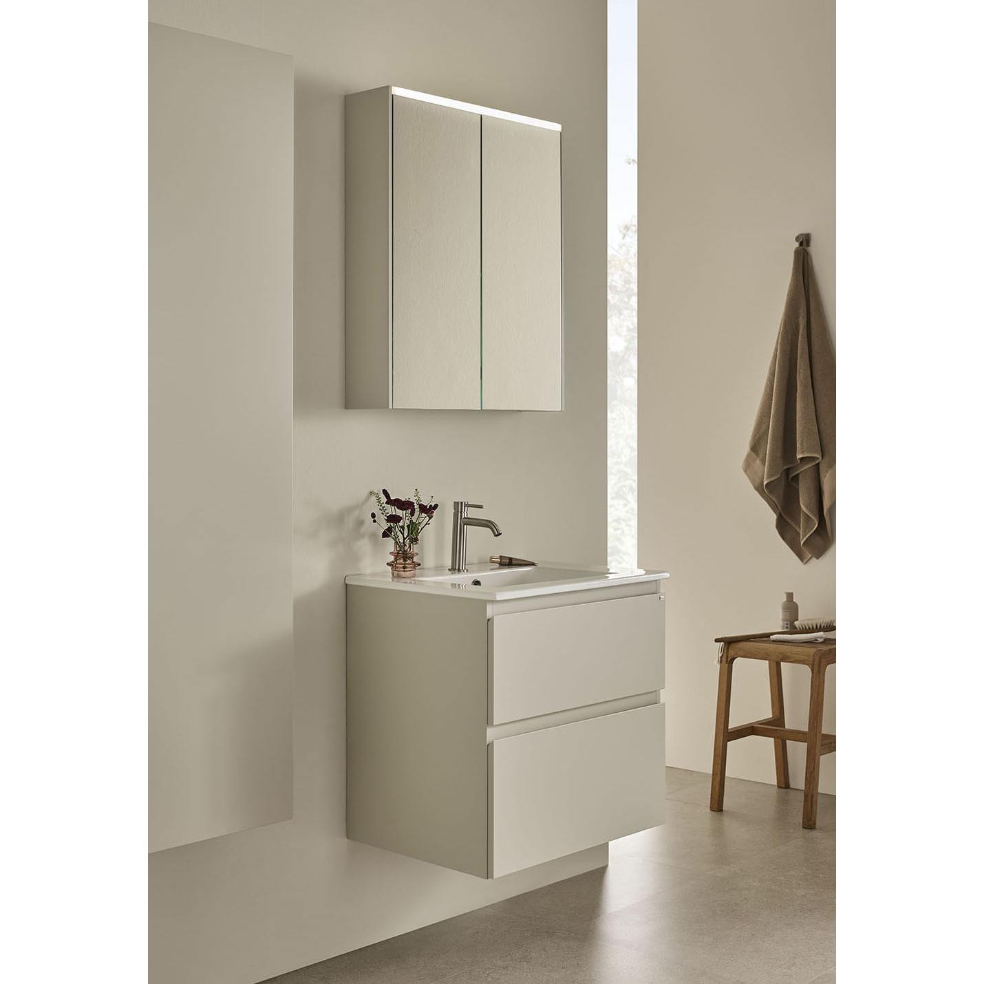 Tvättställsskåp Hafa Go Plus med Tvättställ Beige, B: 610mm