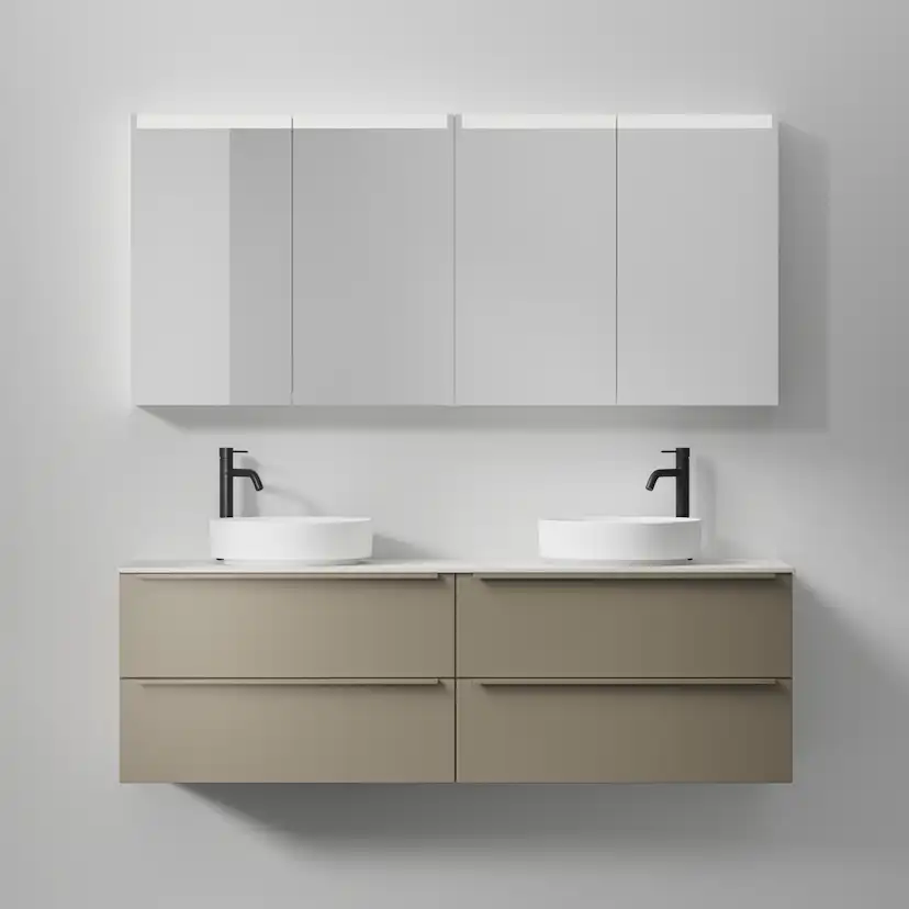 Spegelskåp Stage Plus 140, Dark Oak, 4 Luckor,1400x720x140 Bredd: 1400 mm, Dark Oak, Dubbla luckor