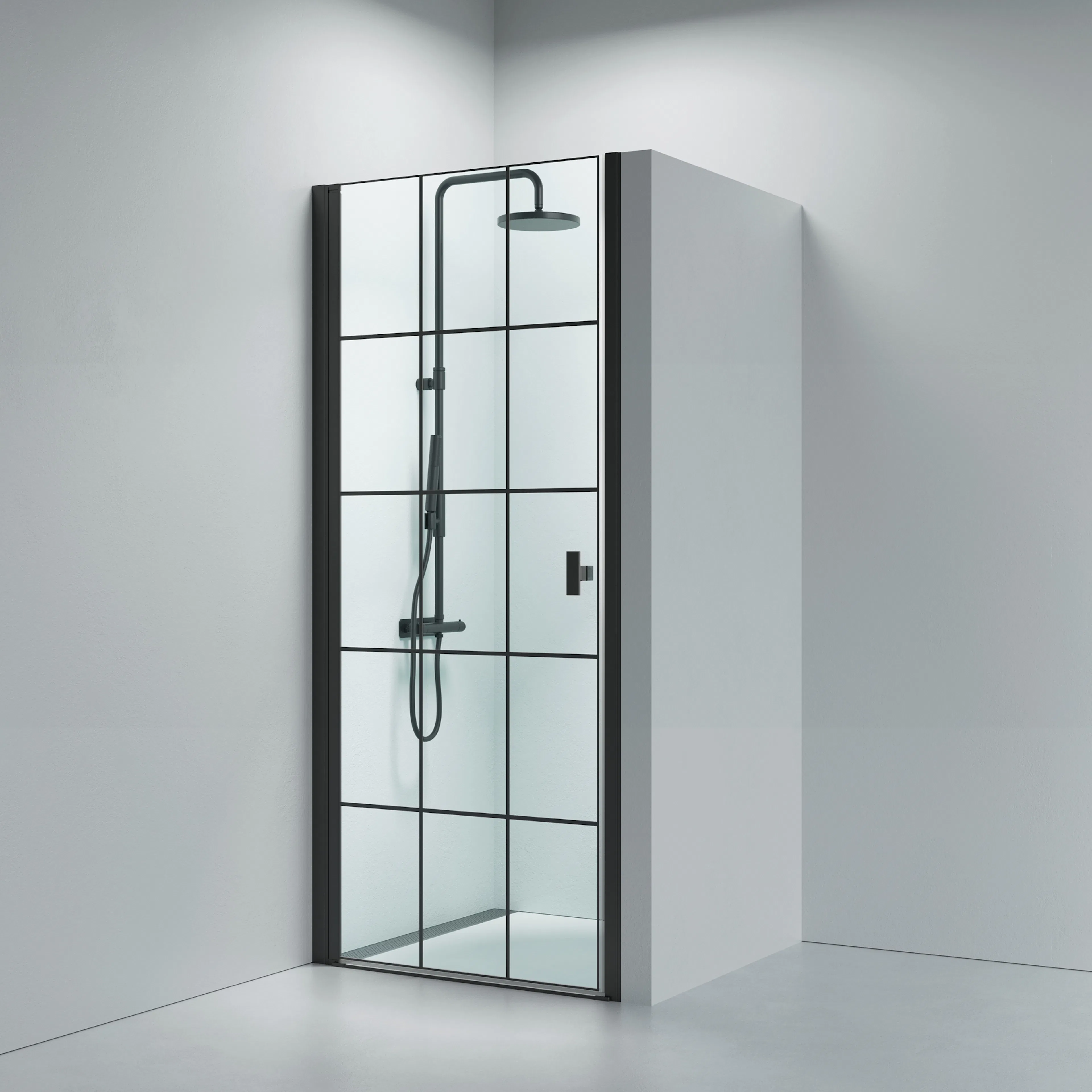 Noma 20 svängdörr vänster 800 mm 6 mm glas med matt svart pr Bredd: 800 mm, Mattsvart, Vänster