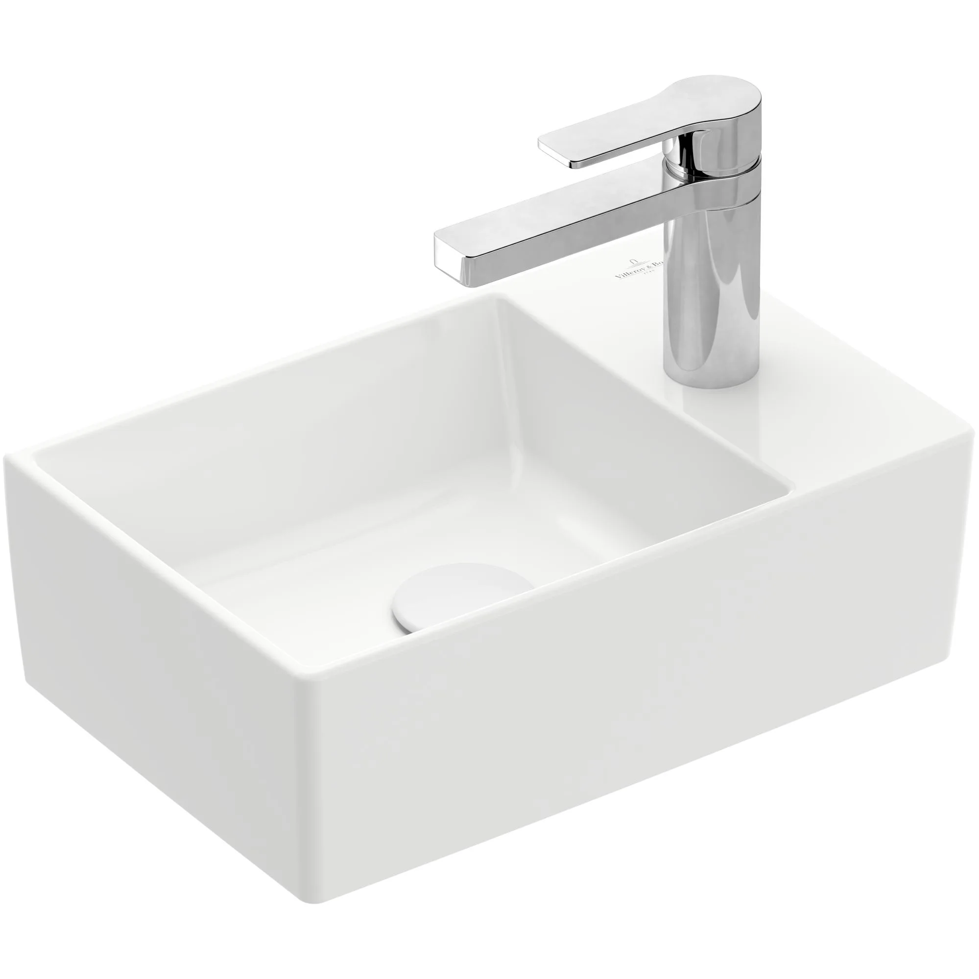 Tvättställ villeroy & Boch Memento 2.0 43234G01 Vit Alpin, för Enhålsblandare, Undersida: Polerad